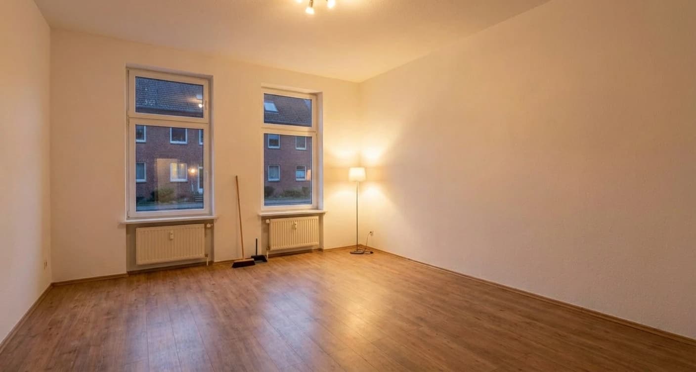 Leere, besenrein an den Vermieter übergebene Wohnung in Hamburg nach der Wohnungsauflösung