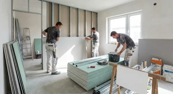 Trockenbauwand aus Gipskarton auf Metallständerwerk in Hamburg