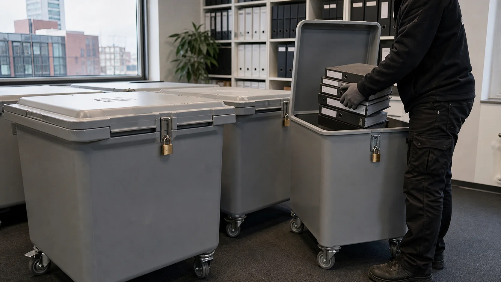 Abschließbare Sicherheitsbehälter für die DSGVO-konforme Aktenvernichtung in Hamburg