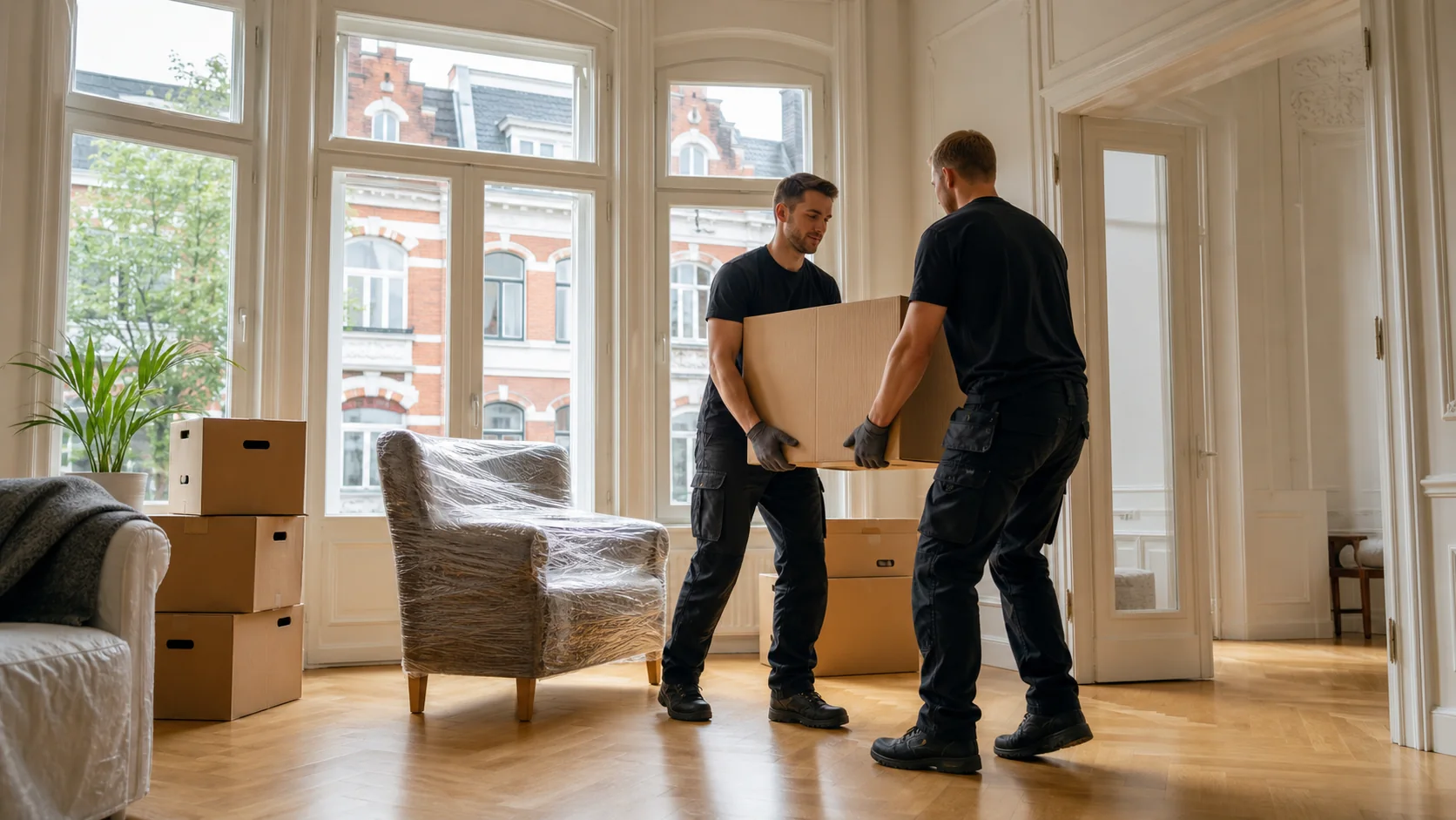 Professionelles Team bei einer sorgfältigen Haushaltsauflösung in einer Hamburger Wohnung