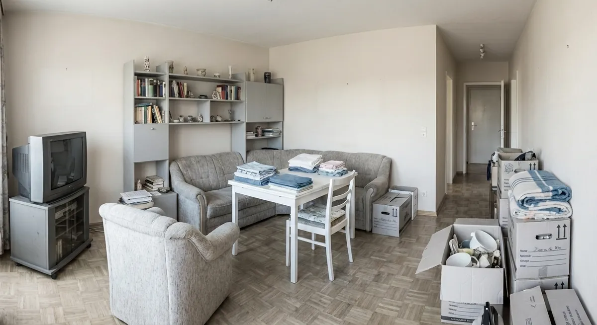 Nachlassauflösung Hamburg - Wohnzimmer mit Hausrat vor der Räumung