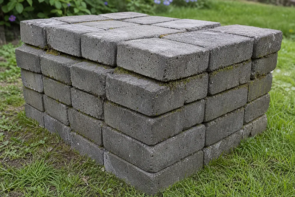 Betonpflastersteine im Garten, typisches Beispiel für Bauschutt in Hamburg