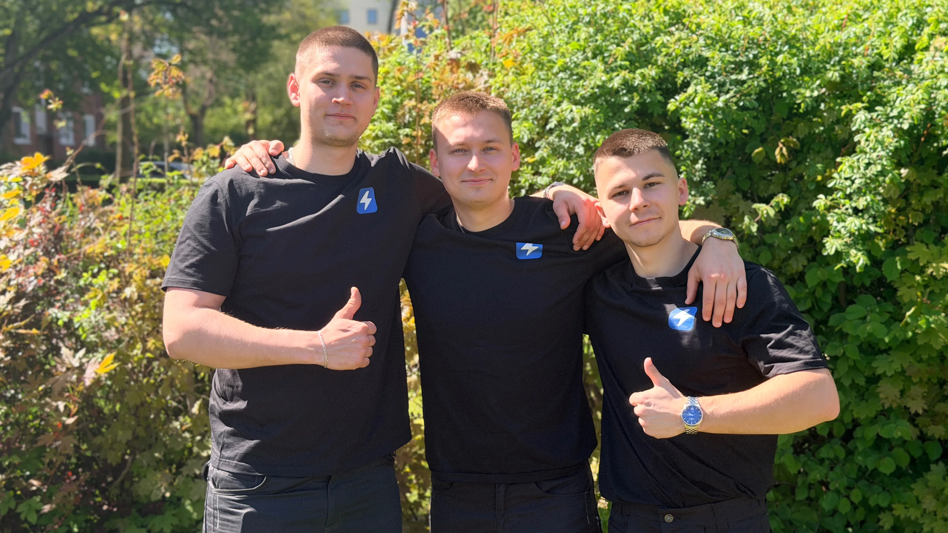 Das Blitz-Team: Serhii, Daniil und Oleksii